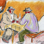 due uomini giocano a carte in un'osteria